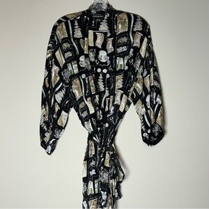 2/$30 Nicole Miller Vintage Limited Quantity 100% Silk Wedding Theme Robe